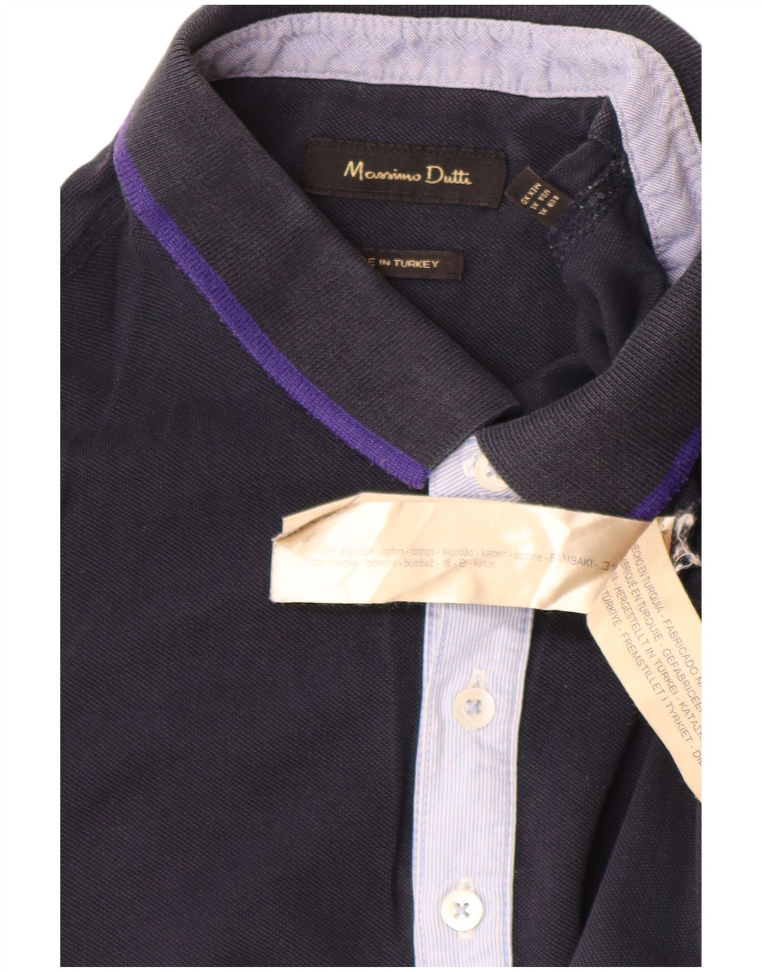 Camisa polo masculina MASSIMO DUTTI XL azul marinho algodão