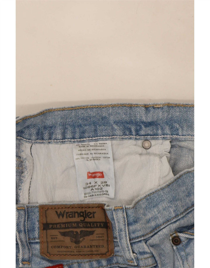 Wrangler Calça jeans masculina cortada W34 L23 algodão azul