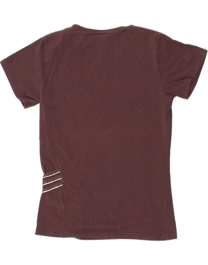 ADIDAS Womens T-Shirt Top UK 14 Large Maroon Cotton Vintage Adidas and Second-Hand Adidas from Messina Hembry 