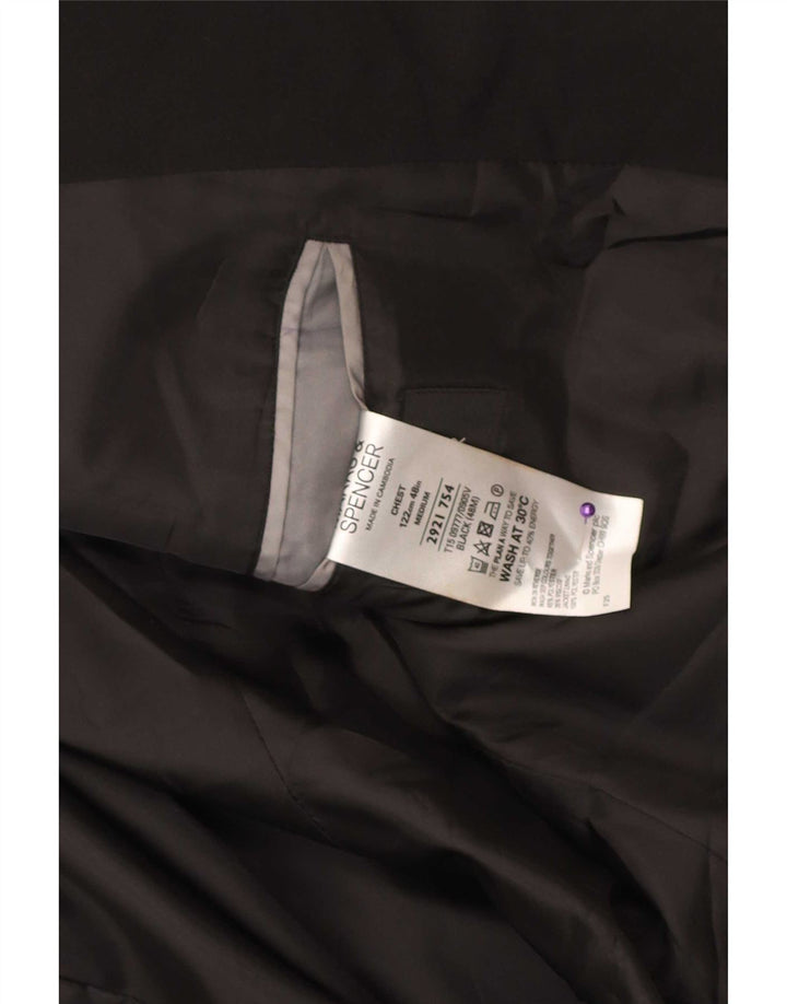 Jaqueta blazer masculina de 2 botões Marks & Spencer Reino Unido 48 2XL poliéster preto
