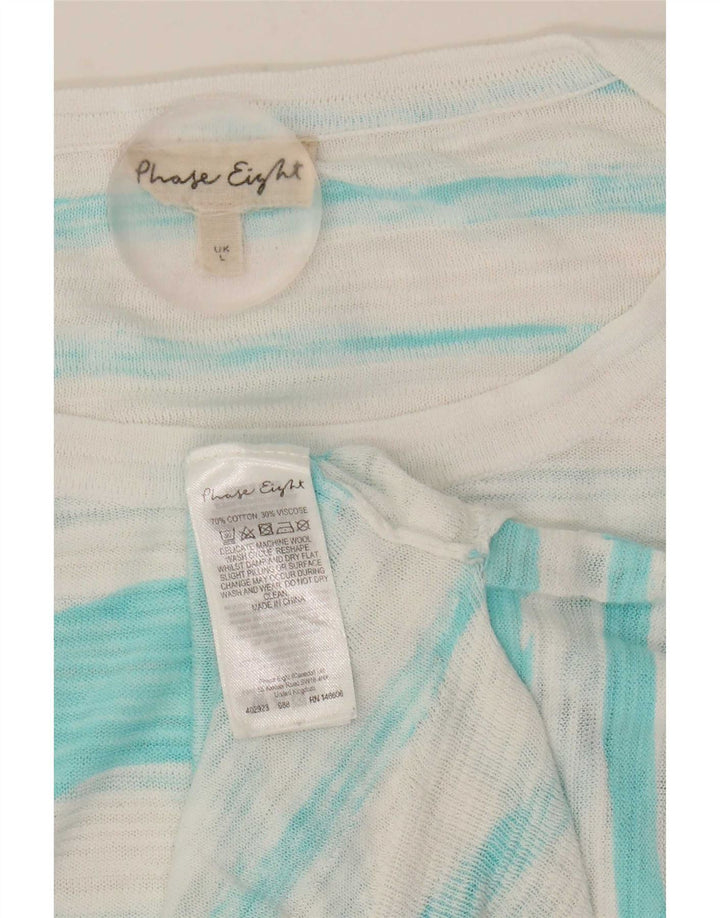 Fase Eight Top feminino oversized manga 3/4 Reino Unido 16 listrado branco grande