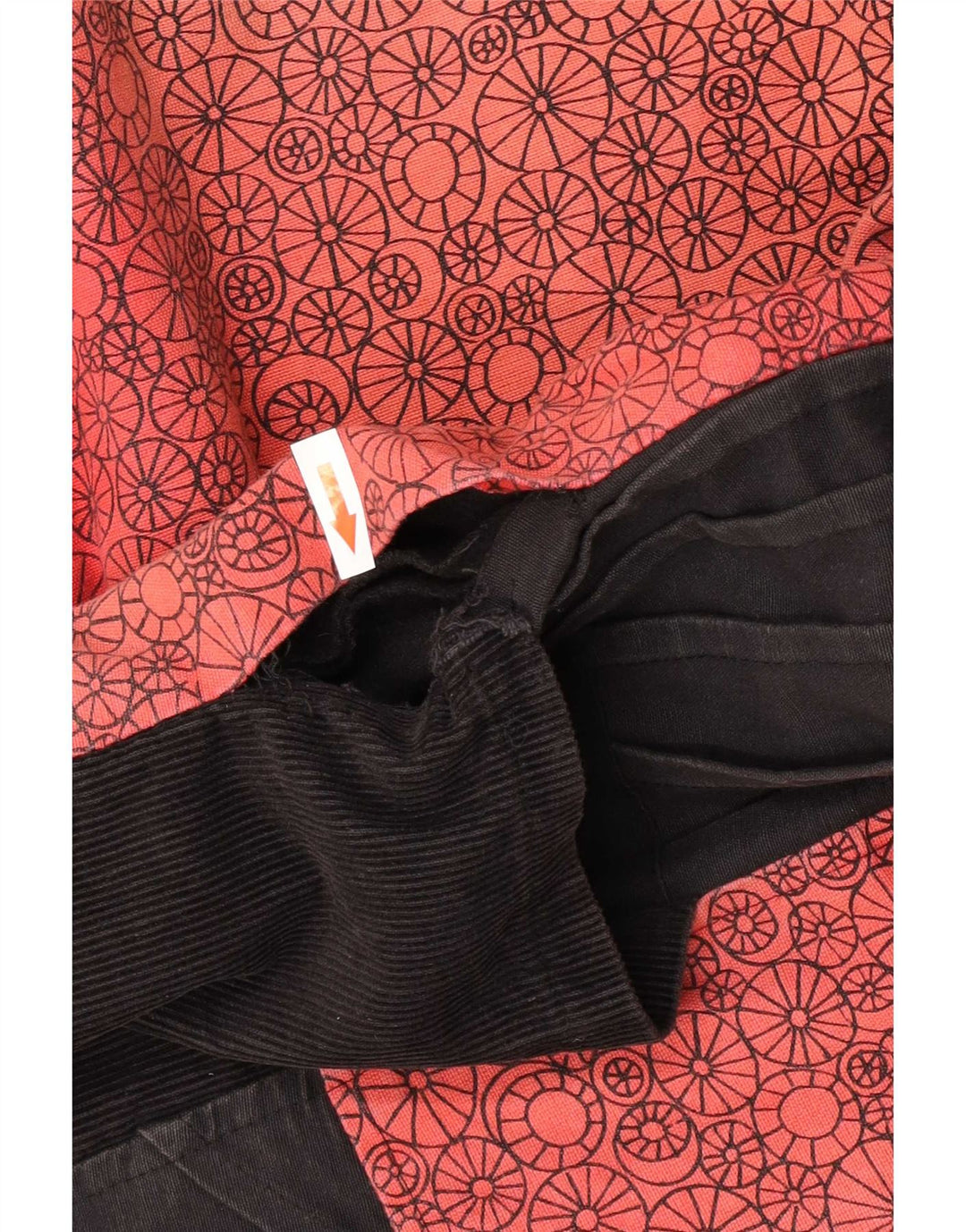 Sobretudo feminino vintage UK 12 médio preto patchwork algodão
