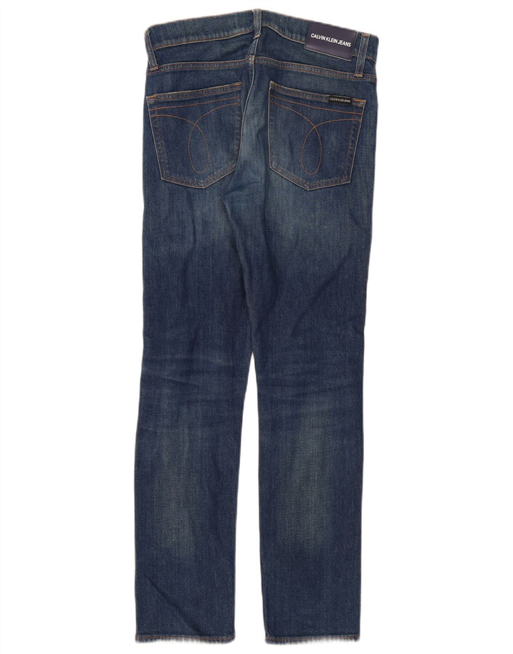 Calça jeans feminina Calvin Klein desgastada slim W28 L30 azul algodão