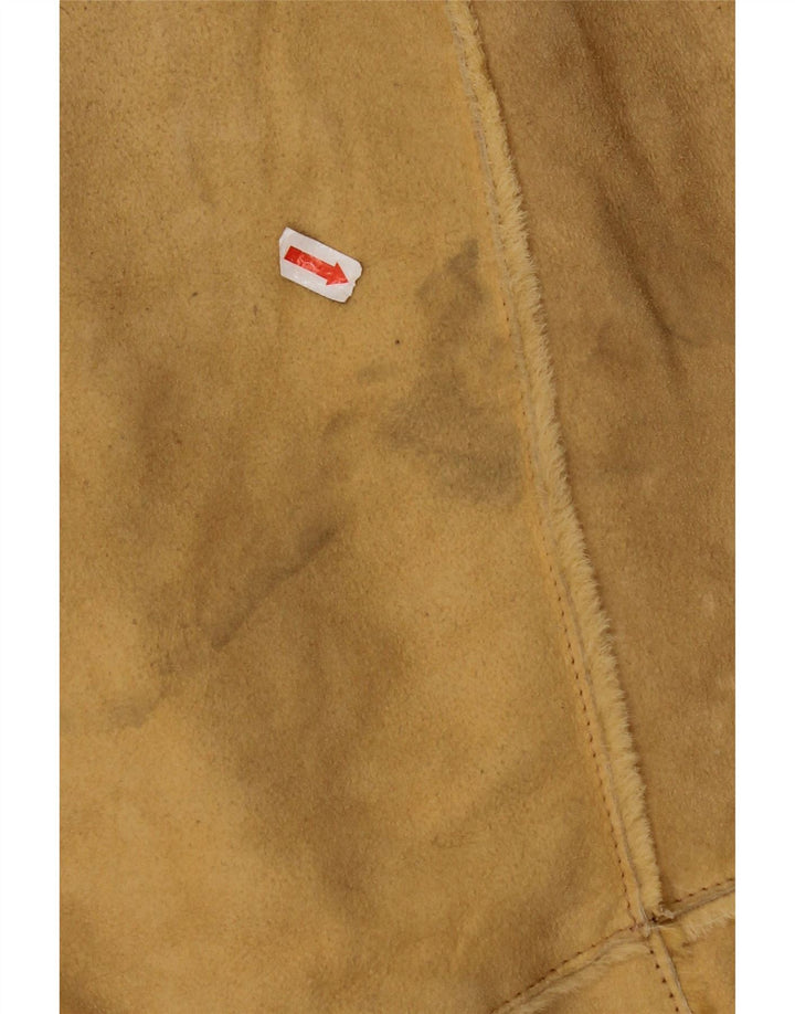 Casaco feminino VINTAGE de shearling IT 44 couro bege médio