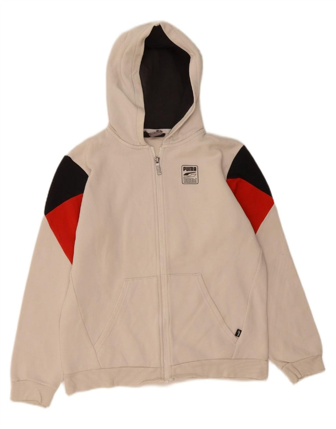 Suéter PUMA Boys Zip com capuz 13-14 anos branco algodão colorblock