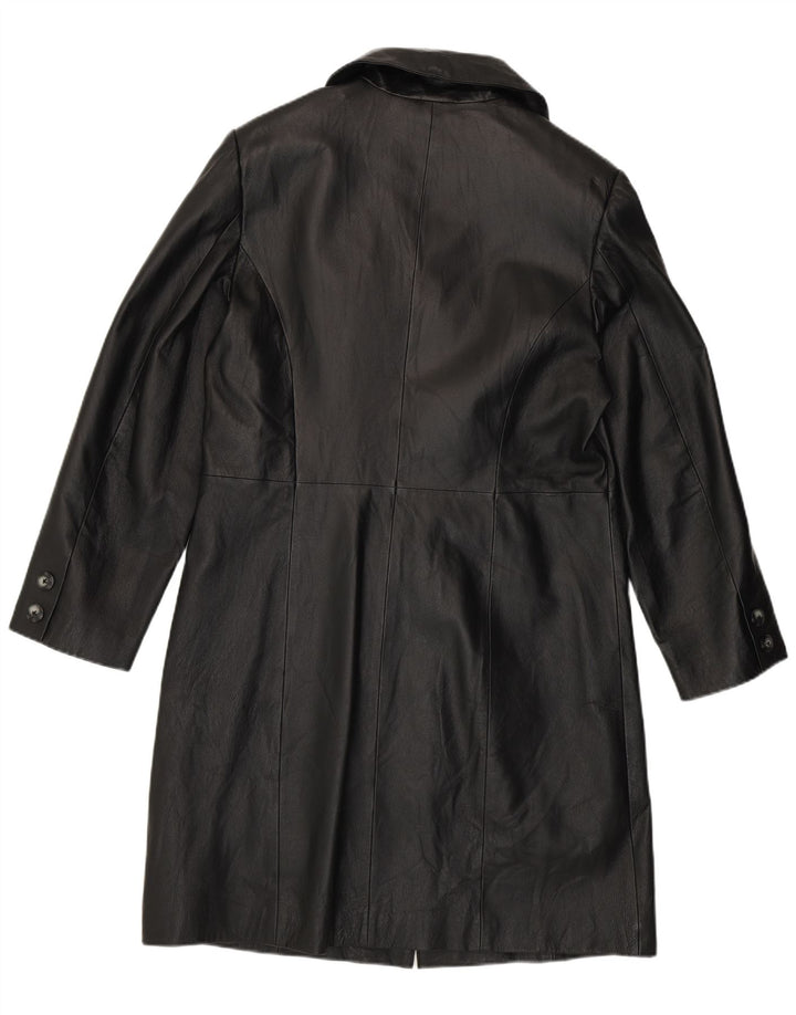 Casaco de couro feminino vintage Reino Unido 14 grande couro preto