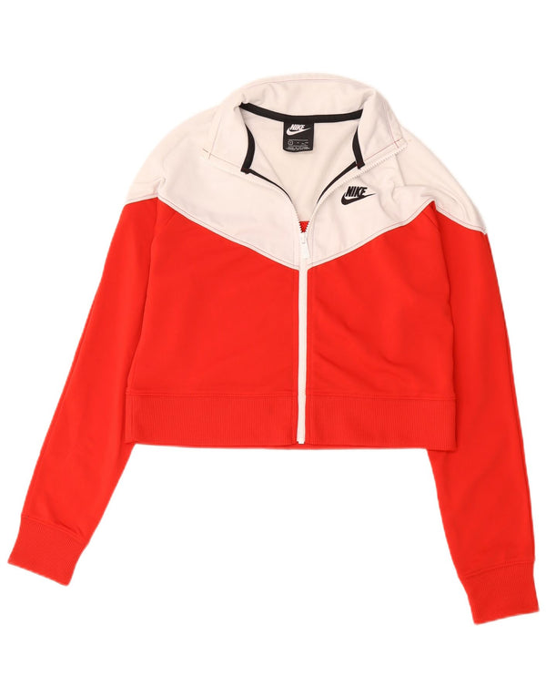 Nike Womens Loose Fit Crop Tracksuit Top Jacket UK 10 Small Red Colourblock