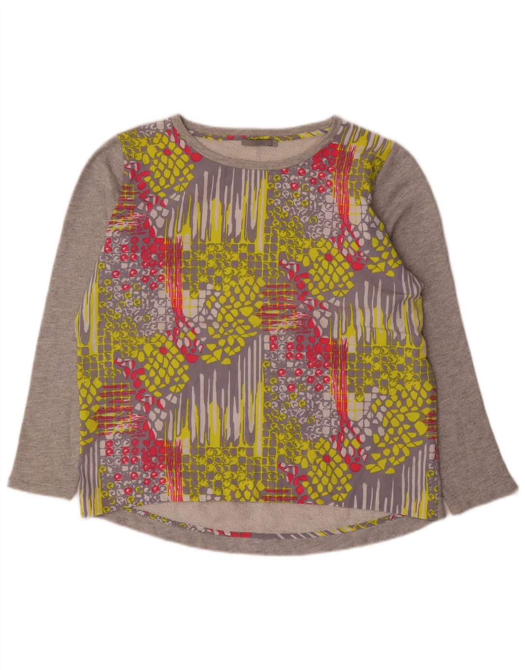 Cos moletom feminino jumper UK 14 algodão geométrico cinza médio