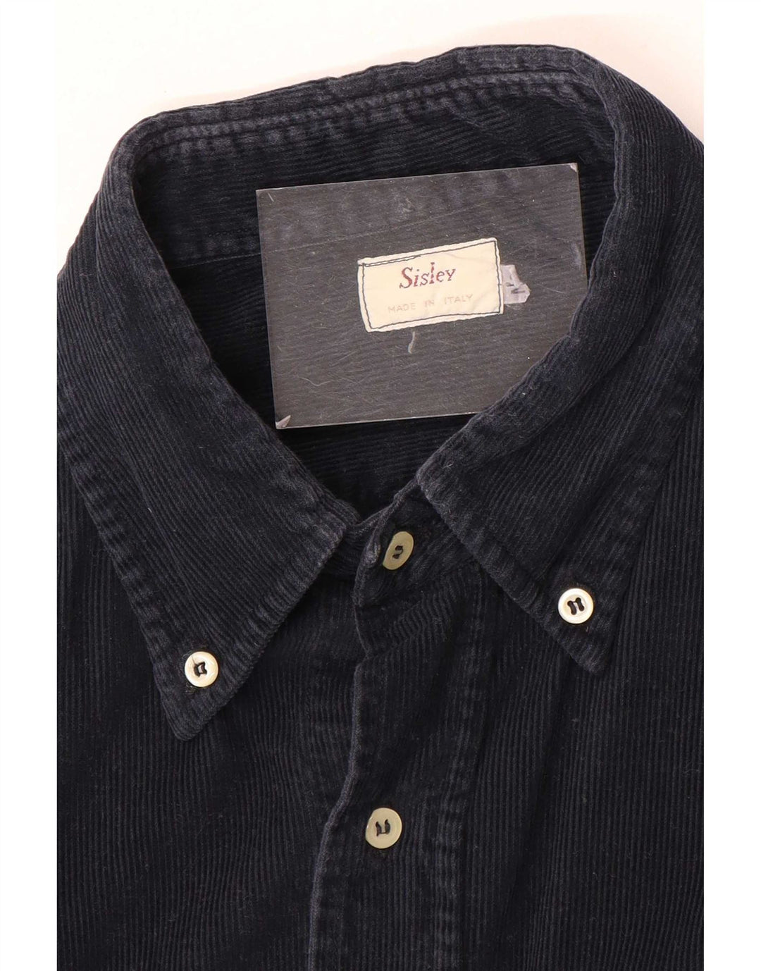 Camisa masculina Sisley de veludo cotelê médio azul marinho