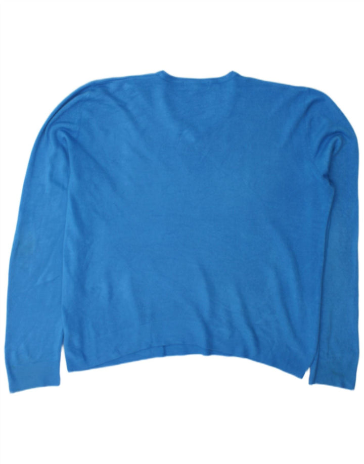 Suéter masculino Marks & Spencer com decote em V XL azul acrílico