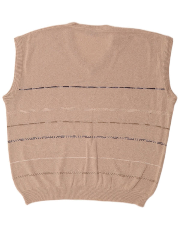 Giramondo Mens Colete Regata IT 58 2XL Algodão Listrado Bege