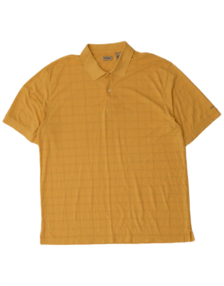 Camisa polo masculina IZOD XL algodão xadrez amarelo
