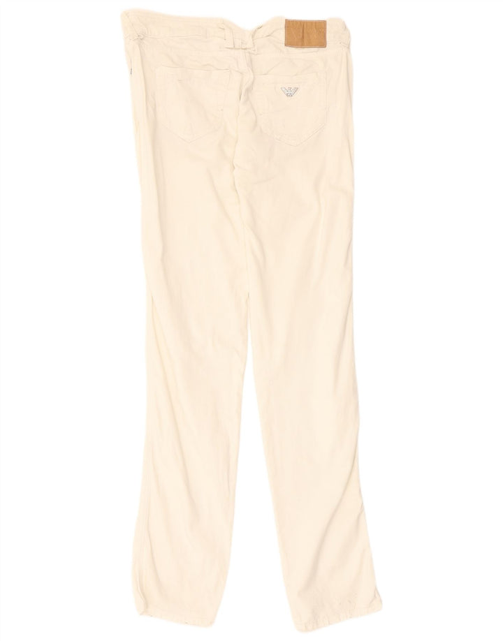 Calça feminina reta casual ARMANI W28 L33 algodão branco