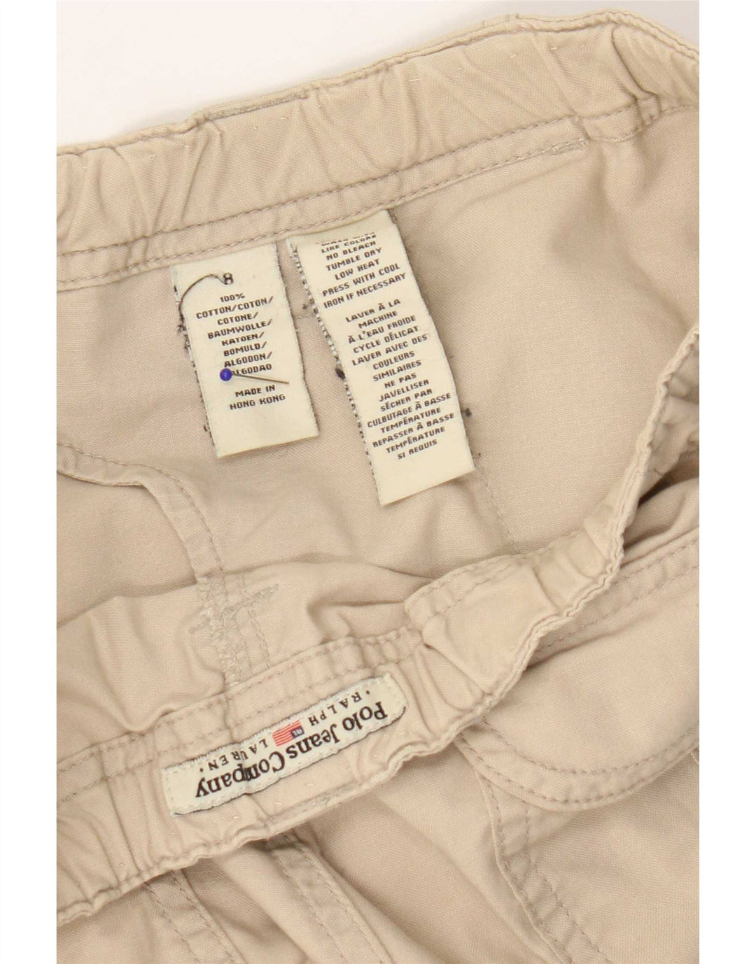 Calça cargo feminina Ralph Lauren reta US 8 médio W30 L29 bege