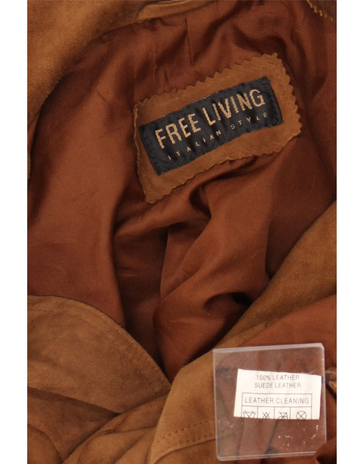 Jaqueta masculina vintage de camurça UK 38 couro marrom médio