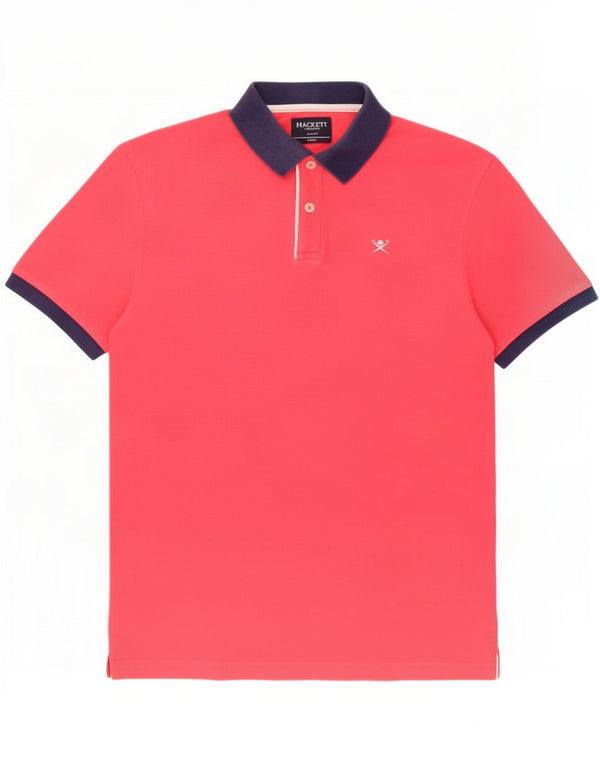 Camisa polo masculina Hackett Slim Fit médio algodão rosa