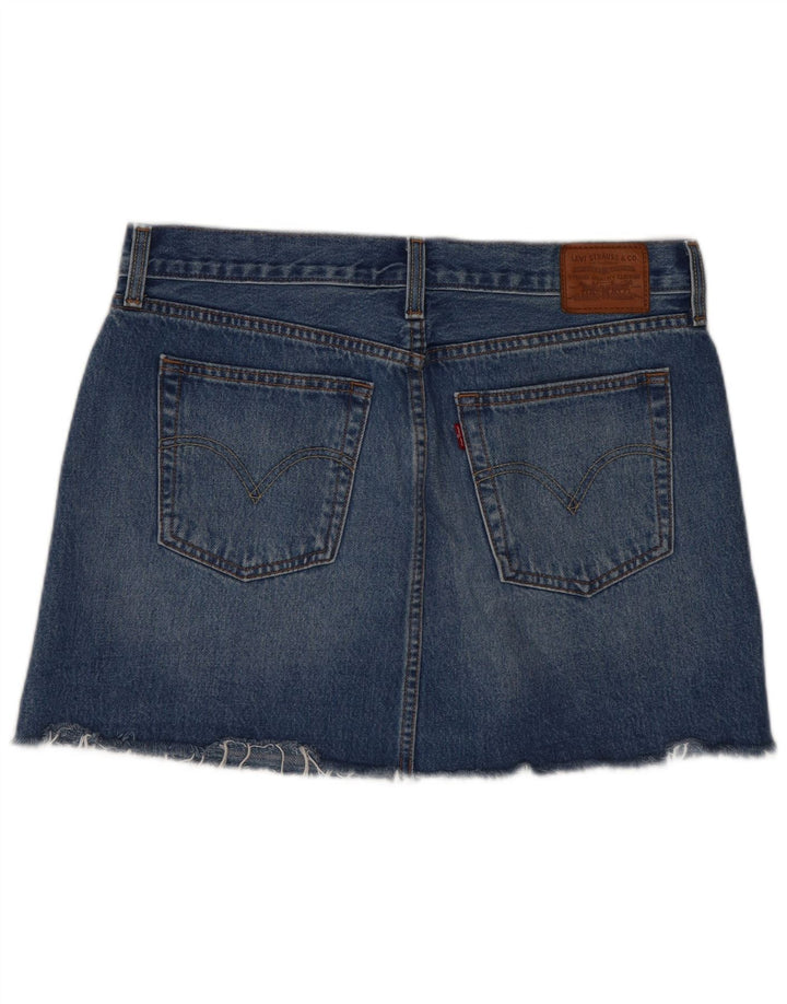 Mini saia jeans feminina Levi's W31 algodão azul médio