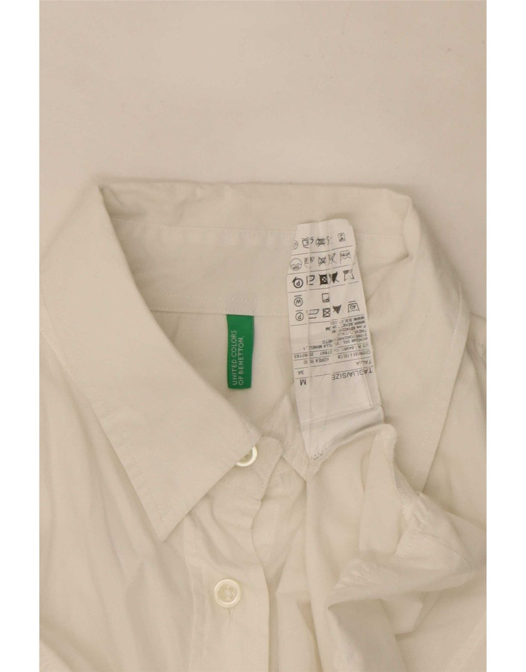 Camisa feminina Benetton UK 14 médio algodão branco