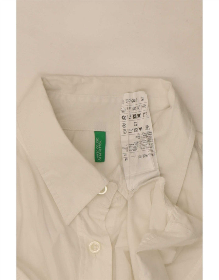 Camisa feminina Benetton UK 14 médio algodão branco