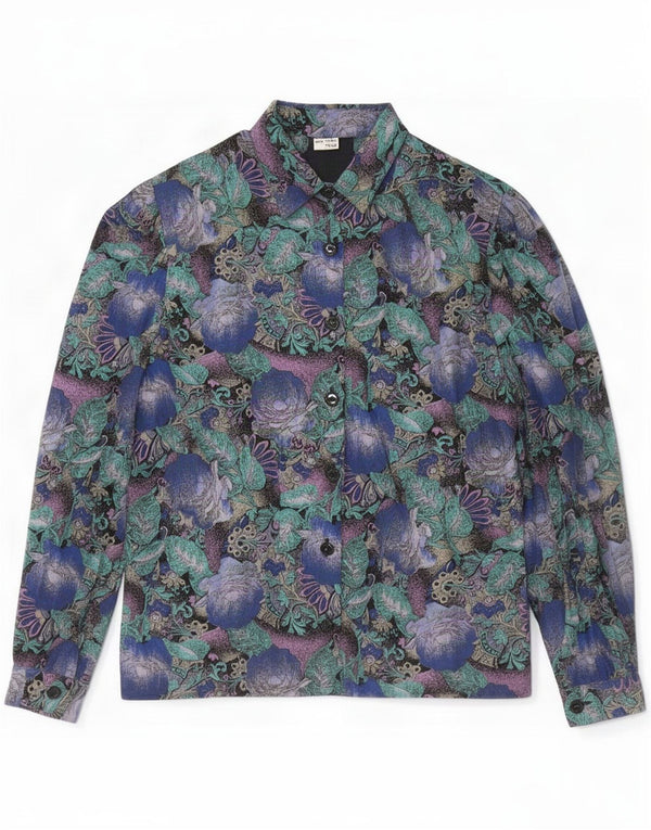 Blusa feminina vintage UK 14 viscose floral multicolorida média