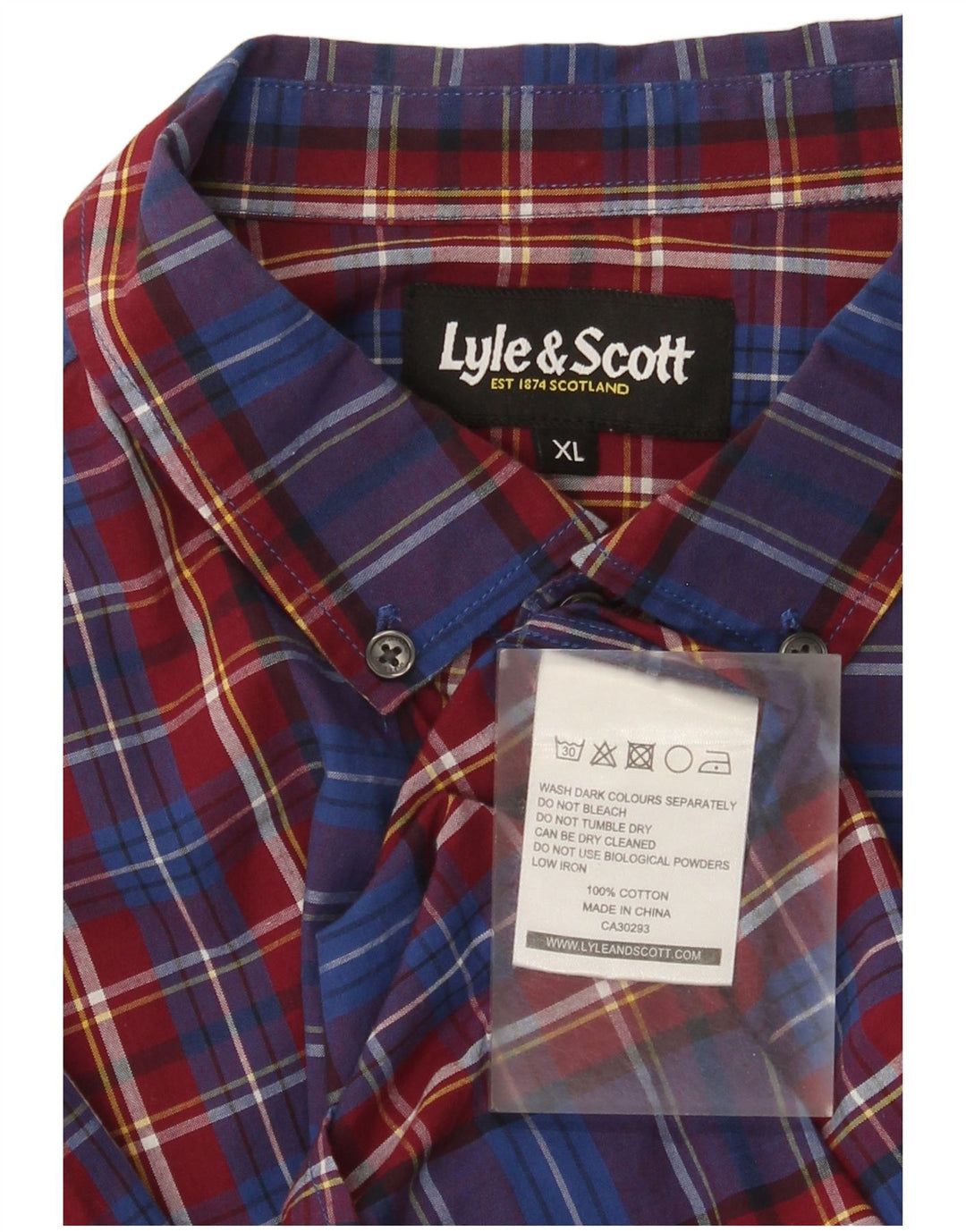 Camisa masculina Lyle & Scott XL azul xadrez algodão