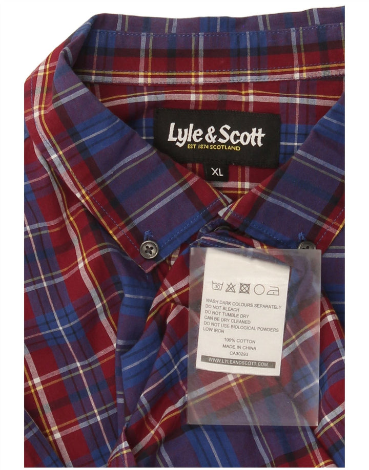 Camisa masculina Lyle & Scott XL azul xadrez algodão