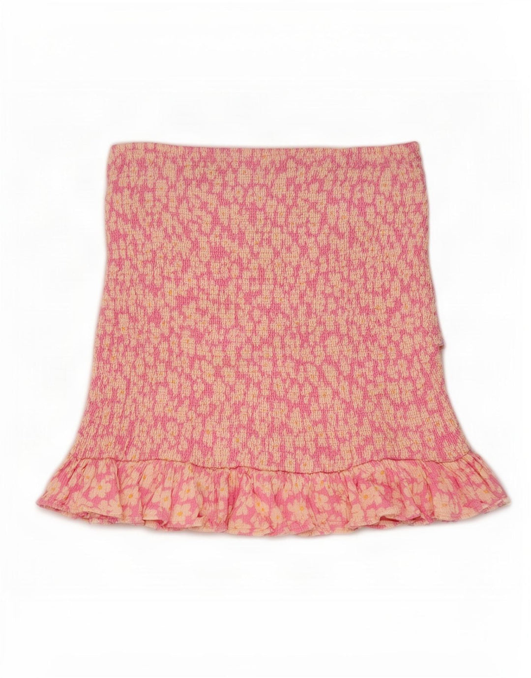Mini saia feminina Zara com babados pequena W26 rosa floral