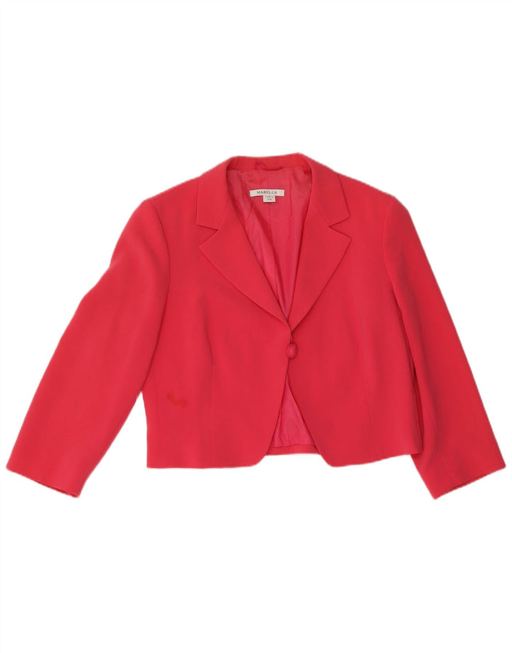 Conjunto feminino Marella de 1 botão e 2 peças Reino Unido 14 grande triacetato rosa