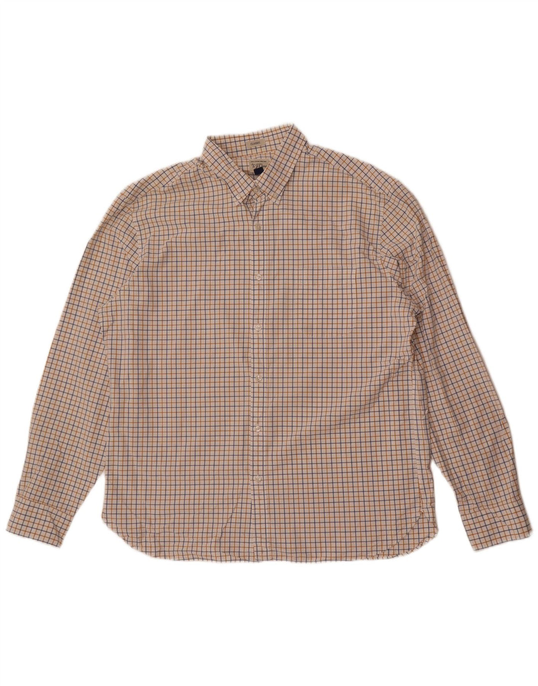 Camisa masculina J. Crew Classic Fit XL algodão xadrez branco