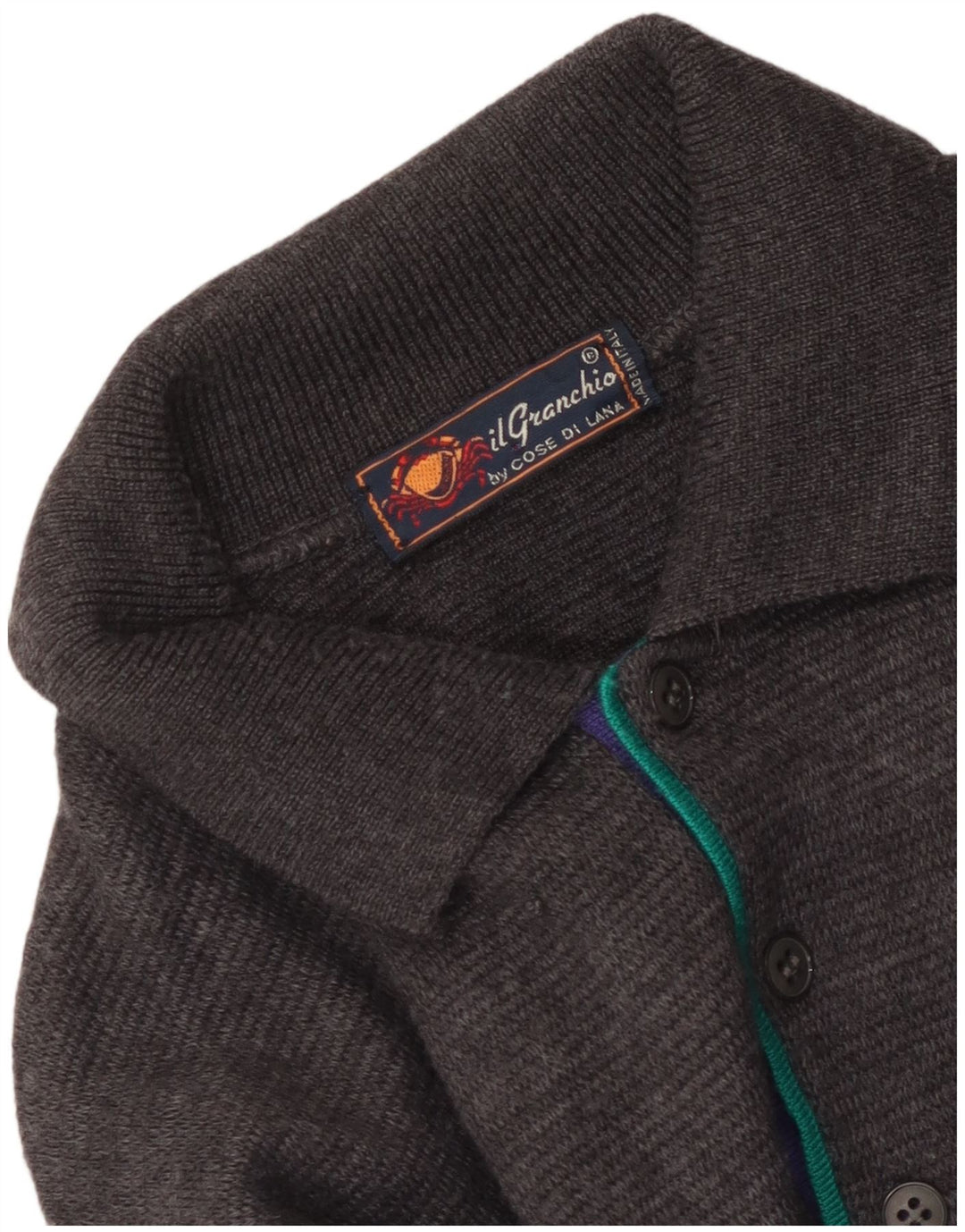 Il Granchio Suéter masculino com gola polo e gola polo cinza médio Argyle/Diamante