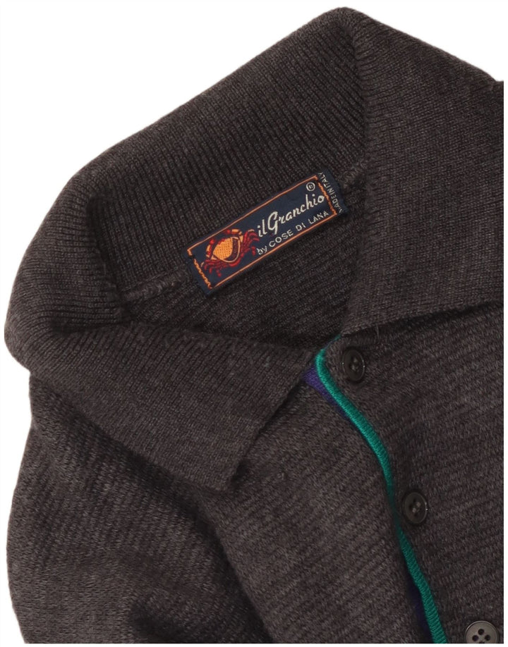 Il Granchio Suéter masculino com gola polo e gola polo cinza médio Argyle/Diamante