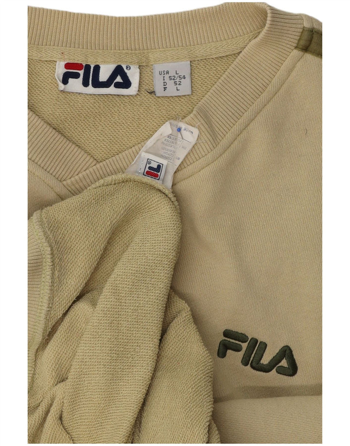 FILA Moletom Masculino Jumper Grande Algodão Bege