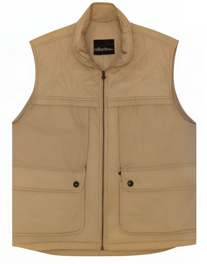Colete acolchoado masculino Barbour UK 40 grande poliamida bege