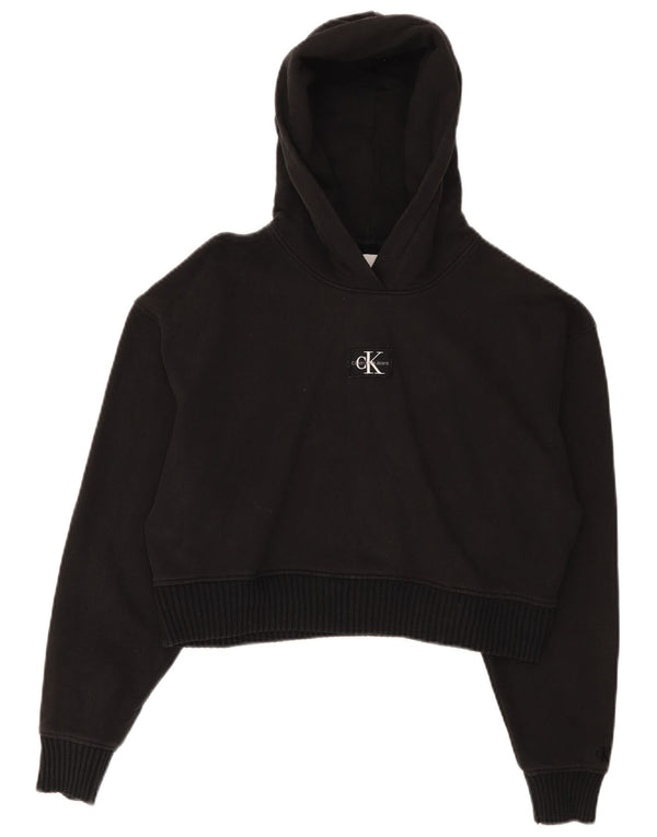Calvin Klein Jeans feminino cropped oversized moletom com capuz Reino Unido 10 pequeno preto