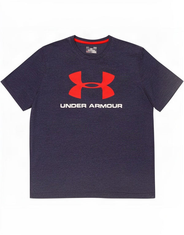 Camiseta masculina Under Armour Heat Gear Graphic Top grande algodão azul marinho
