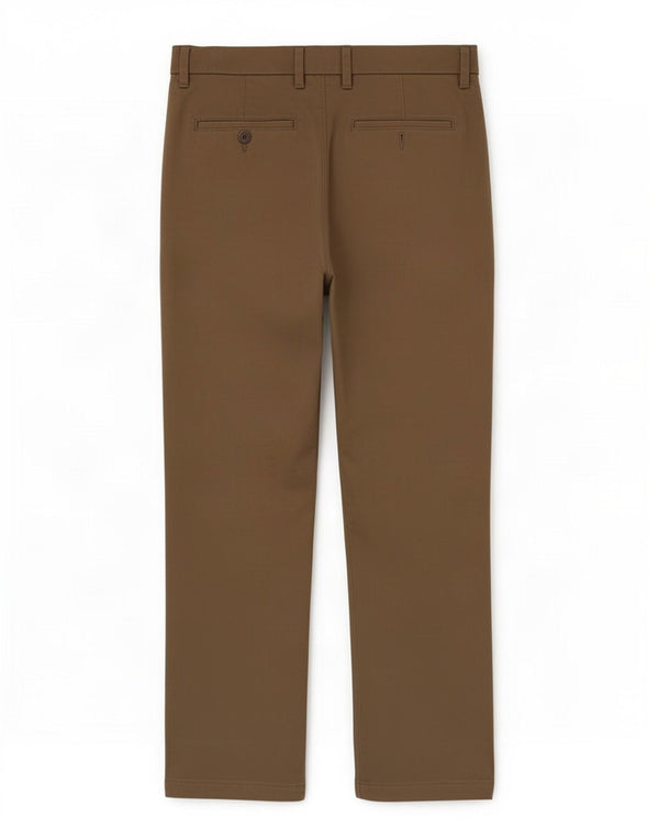Calça chino reta masculina Marks & Spencer W32 L29 algodão marrom