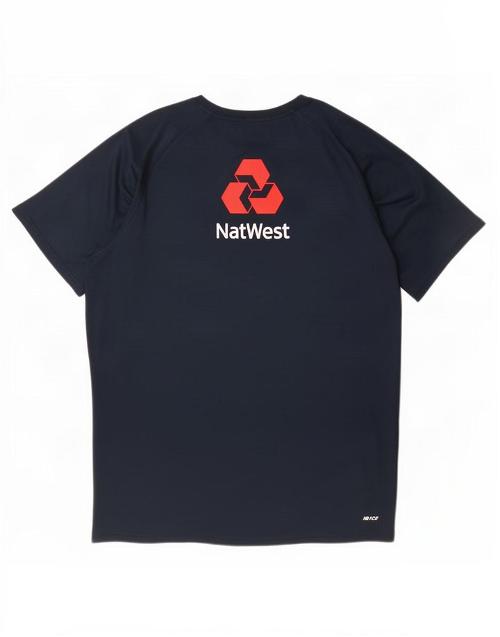 Camiseta gráfica masculina New Balance XL azul marinho poliéster