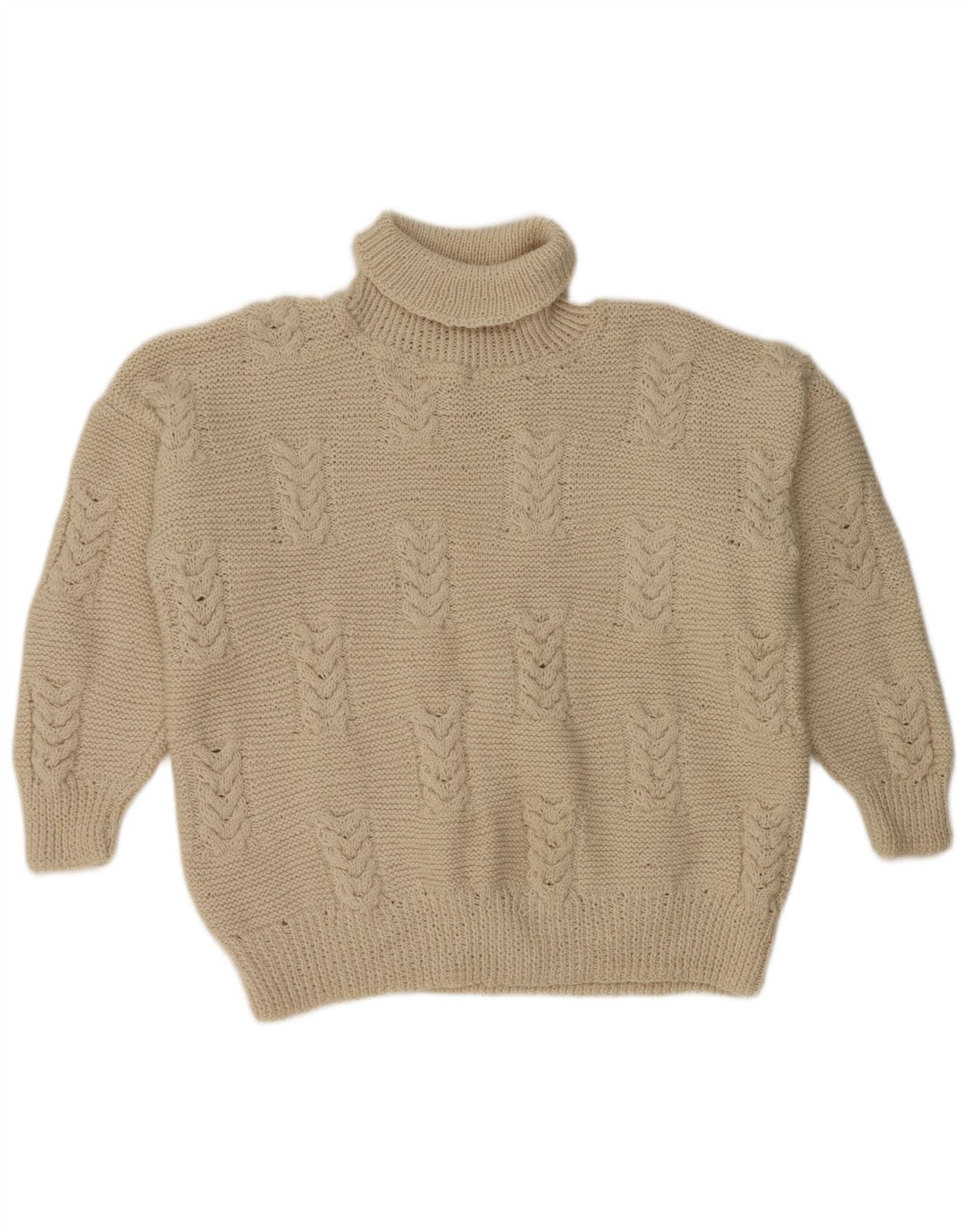 Suéter feminino vintage com gola redonda e gola redonda UK 20 2XL off white