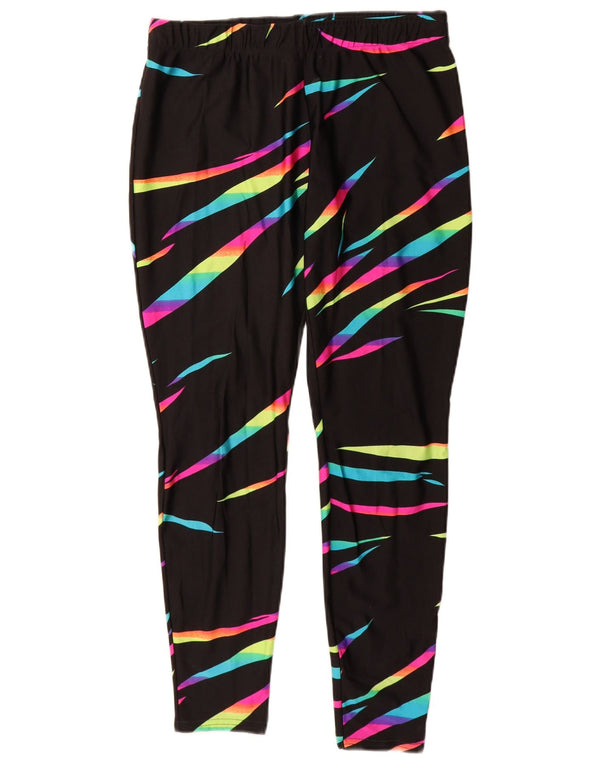 Rodeo Womens Leggings Reino Unido 14 Grande Nylon Listrado Preto