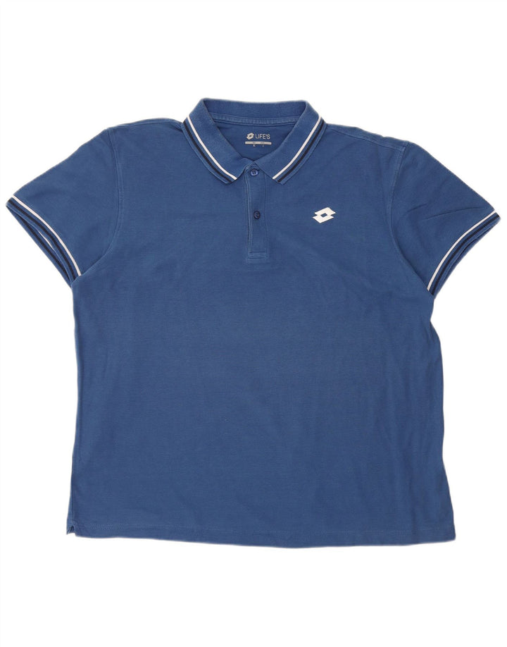 Camisa polo masculina LOTTO grande algodão azul
