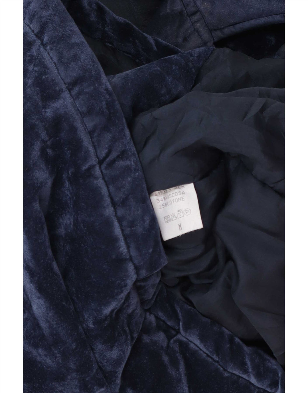 Casaco corta-vento vintage feminino de veludo grande Reino Unido 14 azul marinho médio