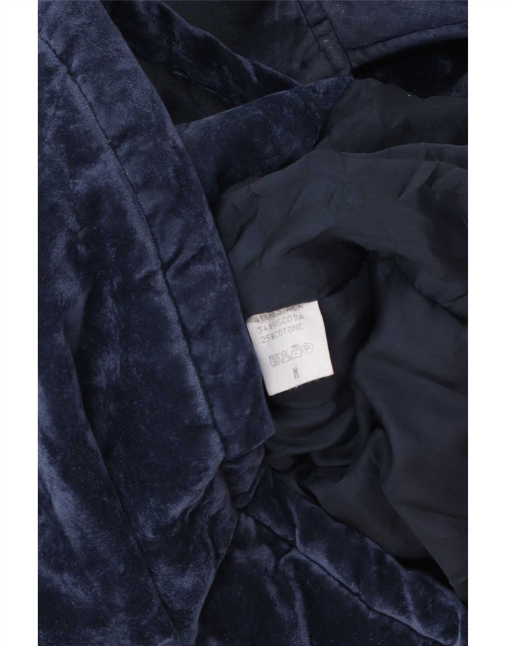 Casaco corta-vento vintage feminino de veludo grande Reino Unido 14 azul marinho médio