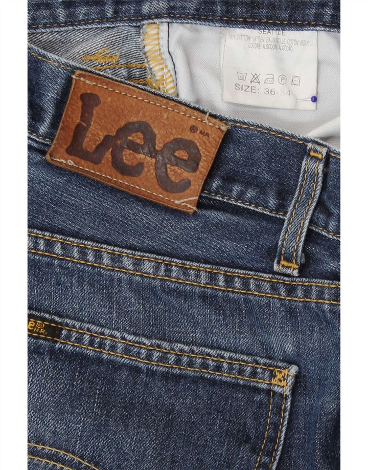 Lee Mens Regular Straight Jeans W36 L34 Azul Algodão