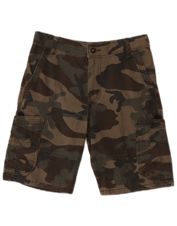 Shorts cargo Wrangler Boys 13-14 anos W26 algodão camuflado verde