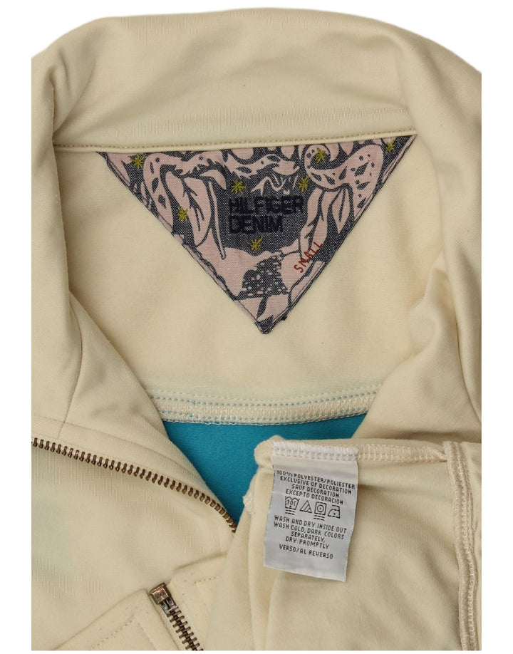 TOMMY HILFIGER Jaqueta feminina de treino UK 10 Small Bege Colourblock