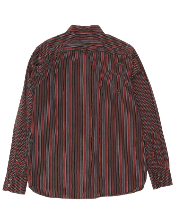Camisa masculina TOMMY HILFIGER de algodão listrado preto médio