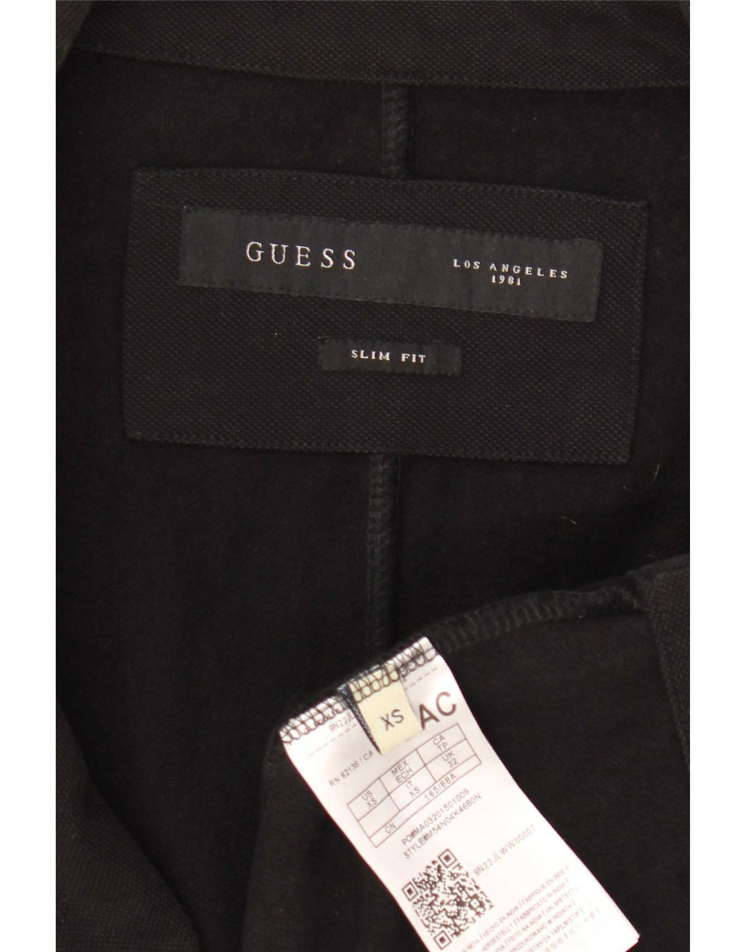 Jaqueta Blazer Masculina Guess Slim Fit com 2 Botões Reino Unido 32 2XS Algodão Preto