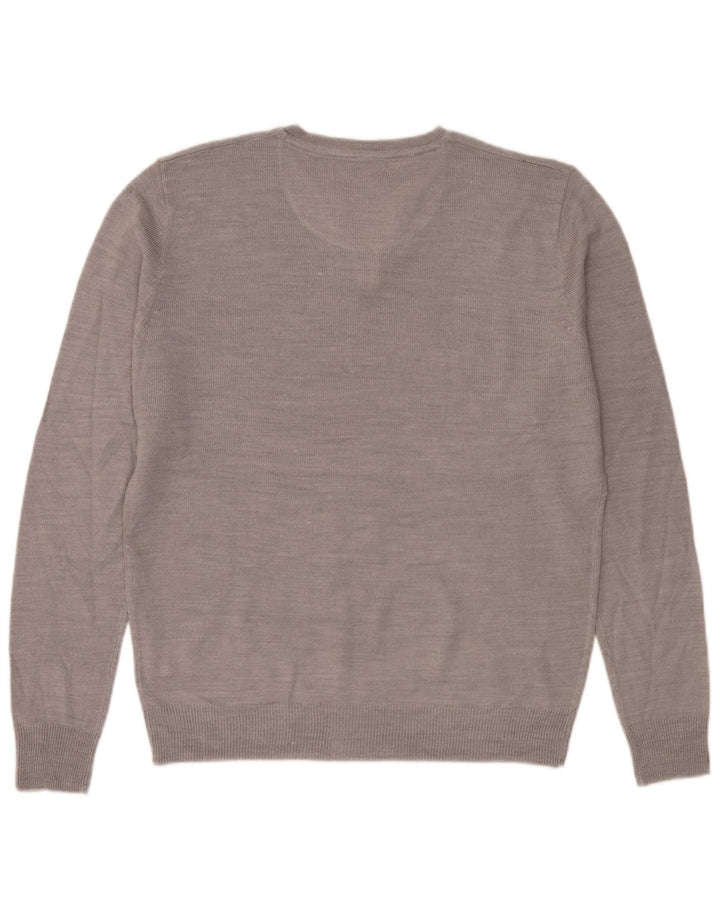 Suéter masculino Pierre Cardin com gola redonda e acrílico cinza médio