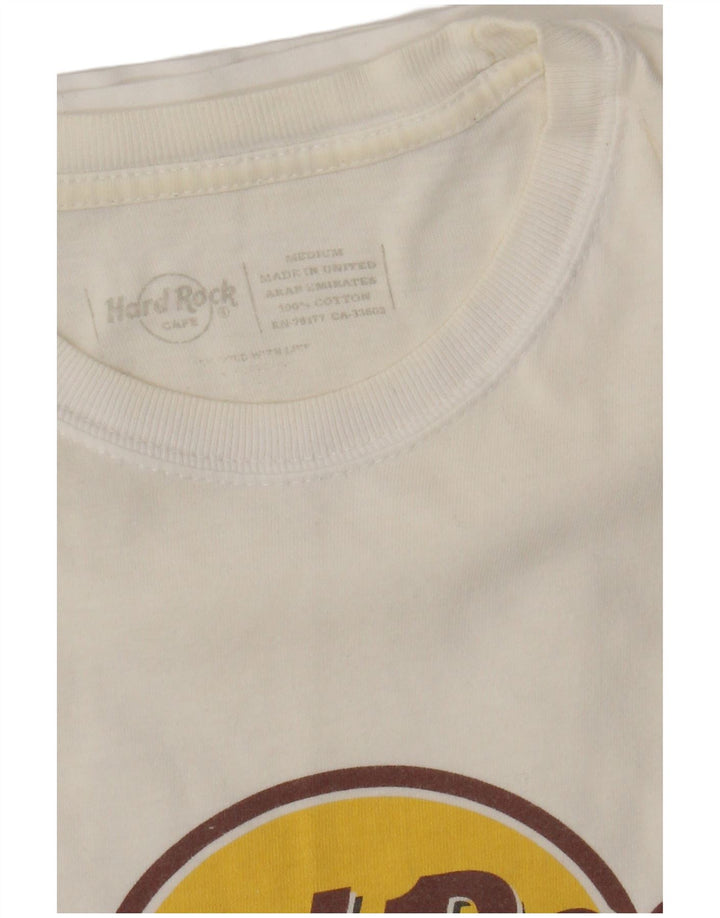 Camiseta masculina Hard Rock Cafe Paris com estampa gráfica de algodão branco médio