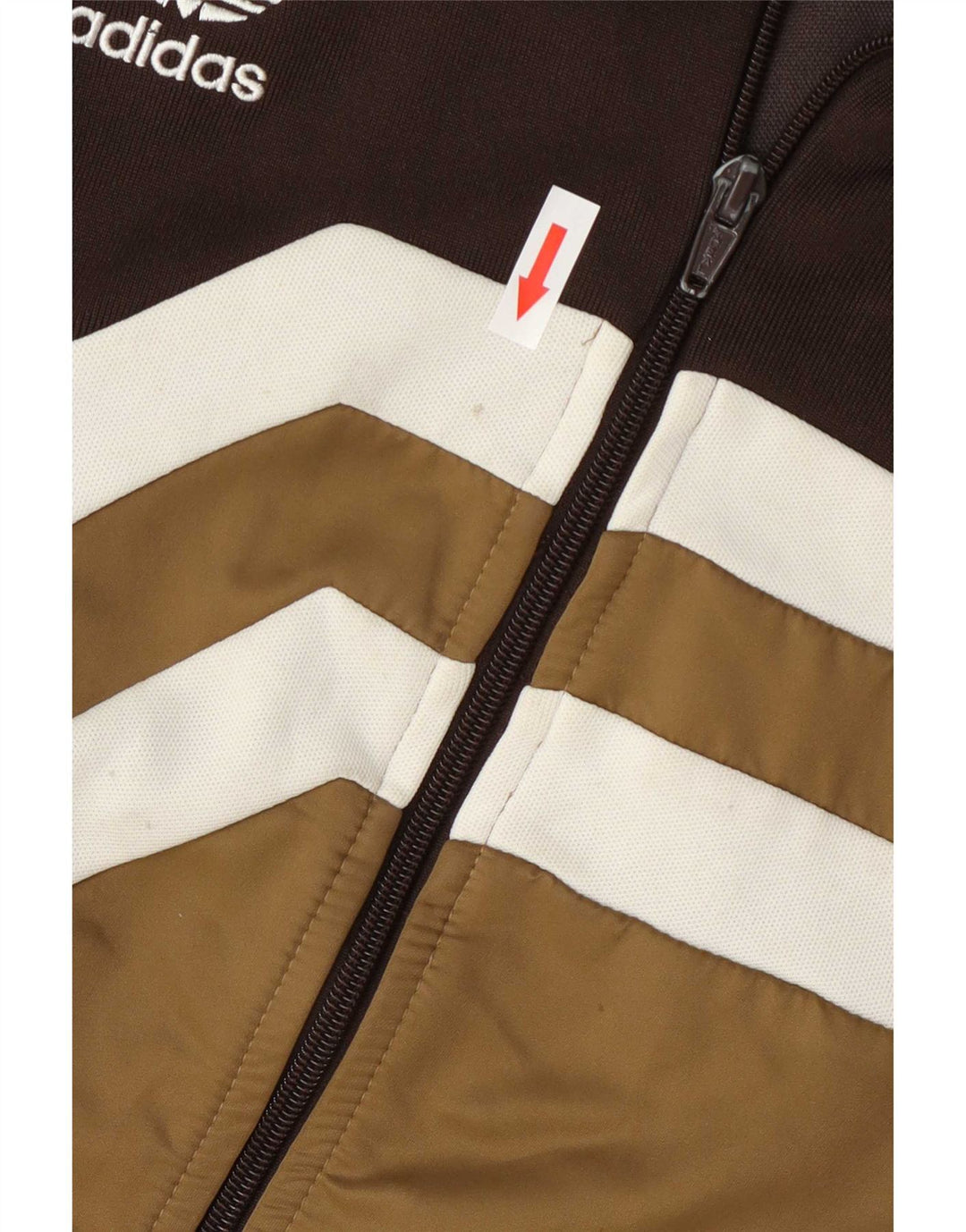 Adidas Mens Treino Top Jaqueta Grande Algodão Colorblock Marrom